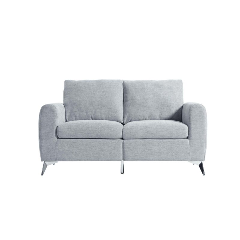 Noak 2-Seater Grey Woven Fabric Sofa with Chrome Legs - Image 4