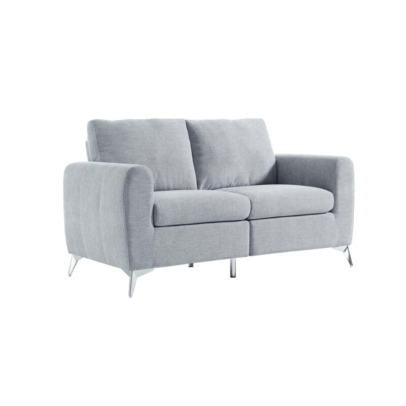 Noak 2-Seater Grey Woven Fabric Sofa with Chrome Legs - Image 5