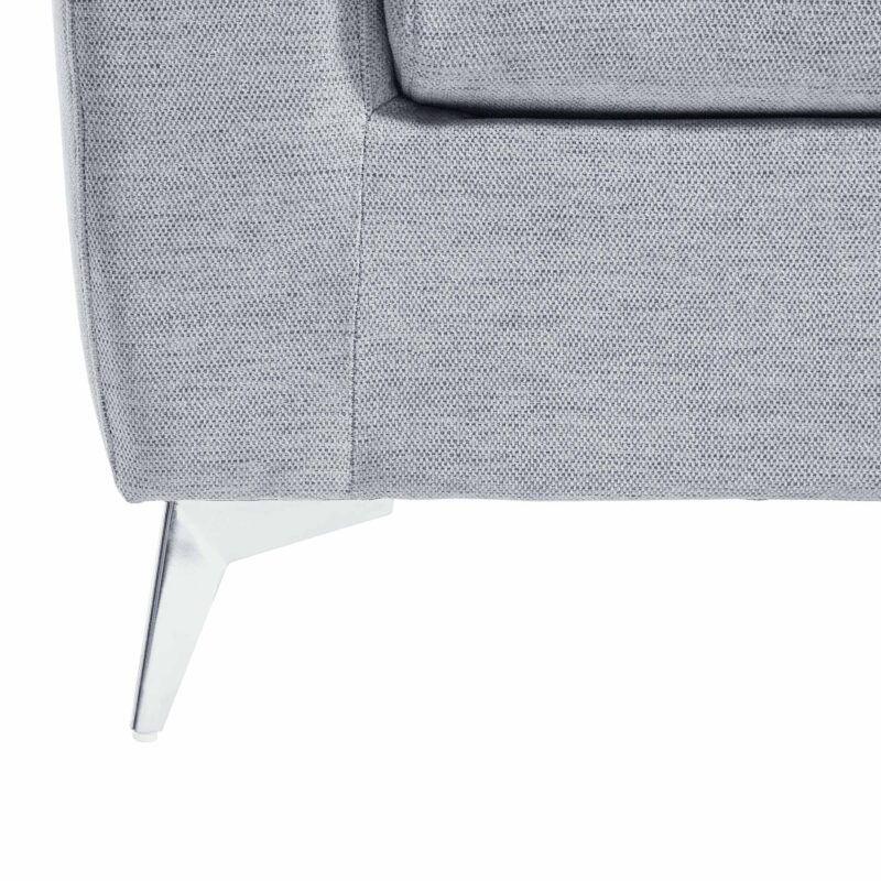 Noak 2-Seater Grey Woven Fabric Sofa with Chrome Legs - Image 12