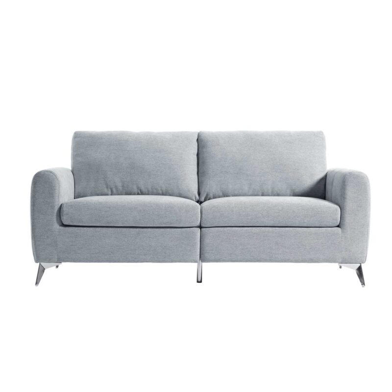 Noak 3-Seater Grey Woven Fabric Sofa with Chrome Legs - Image 4