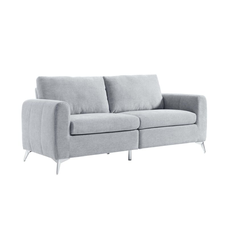 Noak 3-Seater Grey Woven Fabric Sofa with Chrome Legs - Image 5