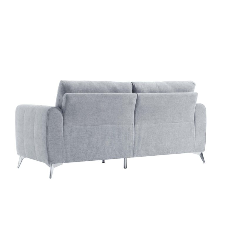 Noak 3-Seater Grey Woven Fabric Sofa with Chrome Legs - Image 7
