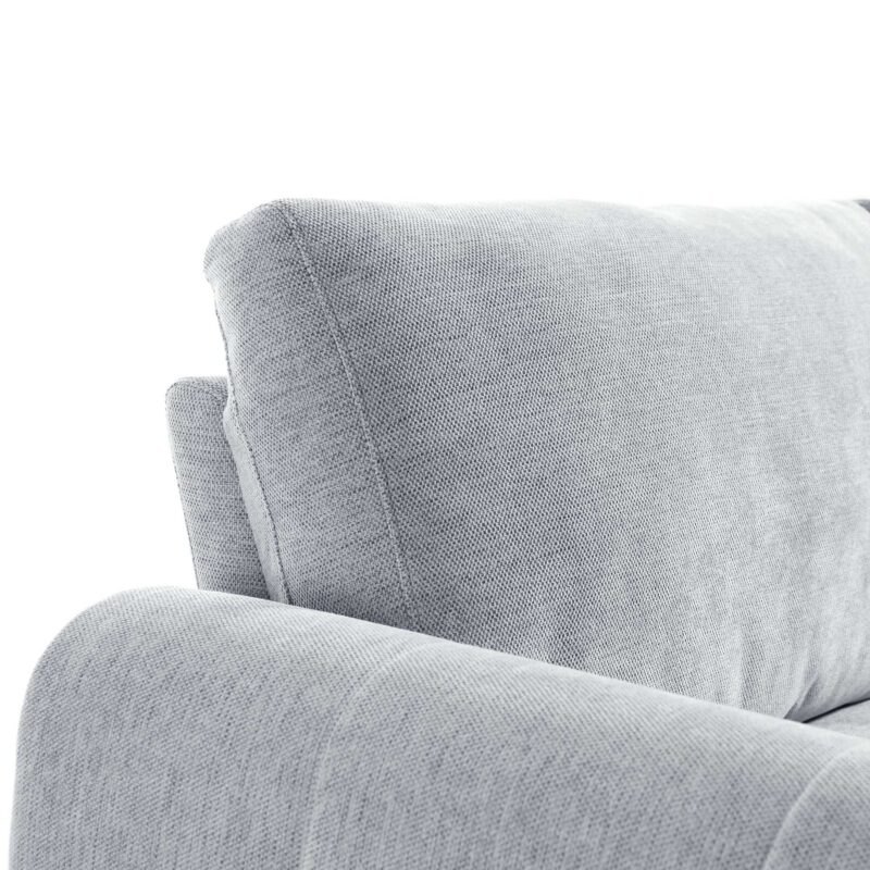 Noak 3-Seater Grey Woven Fabric Sofa with Chrome Legs - Image 11