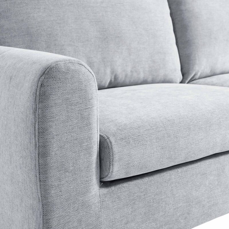 Noak 3-Seater Grey Woven Fabric Sofa with Chrome Legs - Image 12