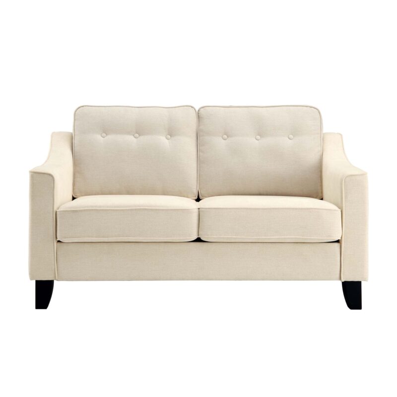 Harper  2-Seater Slope Arm Beige Woven Fabric Sofa - Image 4