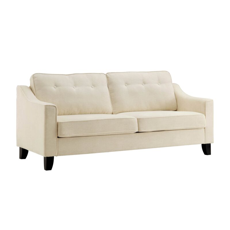 Harper 3-Seater Slope Arm Beige Woven Fabric Sofa - Image 5