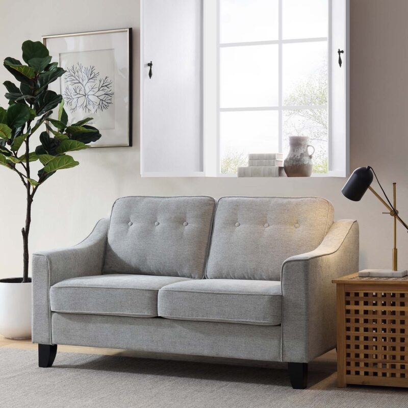 Harper 2-Seater Slope Arm Grey Woven Fabric Sofa - Image 2