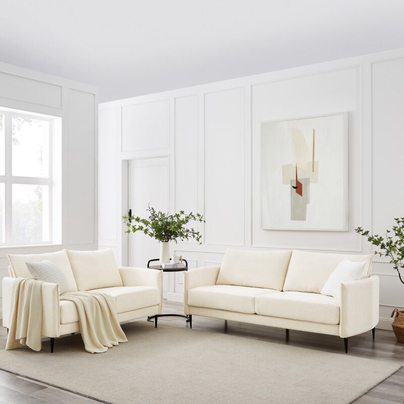 Bari Beige Woven Fabric Sofa - Image 5