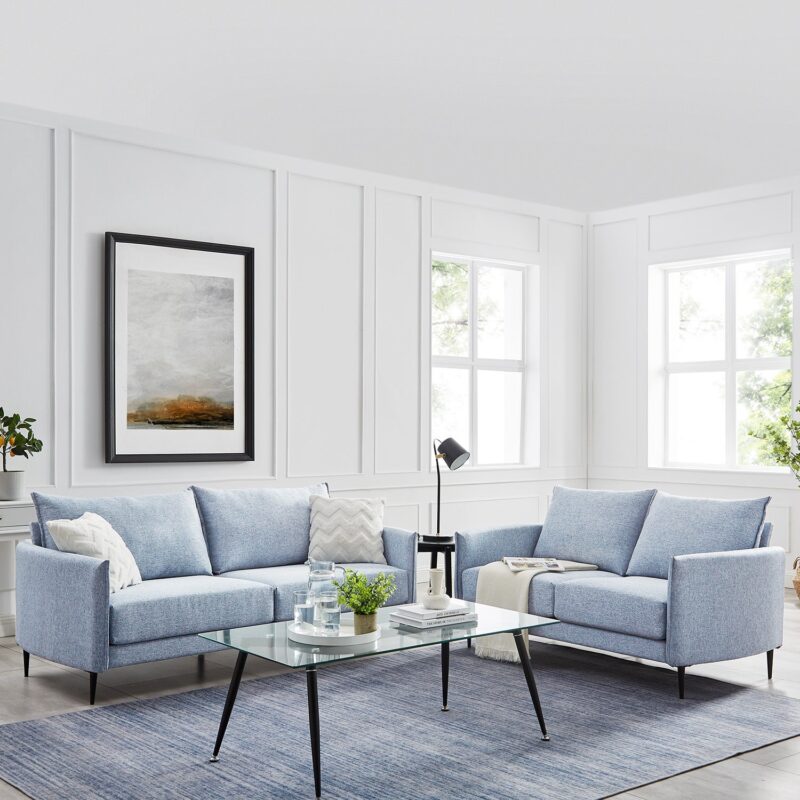 Bari Flax Blue Fabric Sofa - Image 5