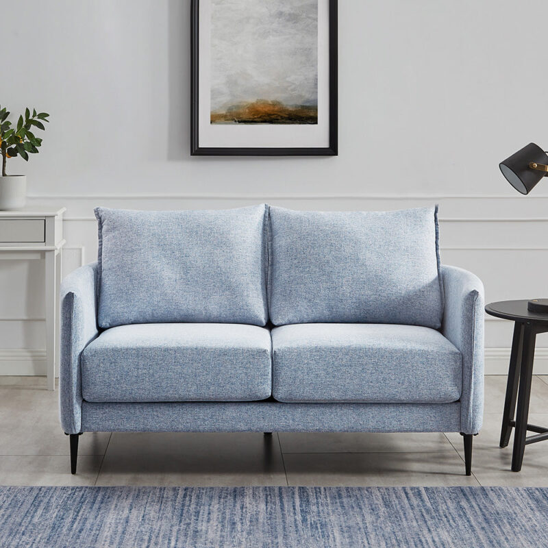 Bari Flax Blue Fabric Sofa - Image 2