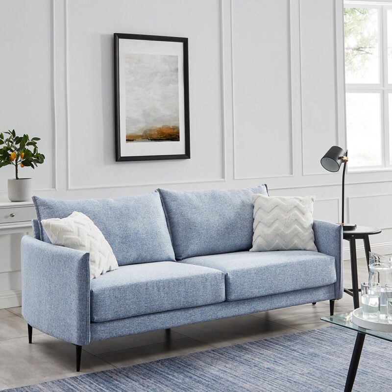 Bari Flax Blue Fabric Sofa - Image 4