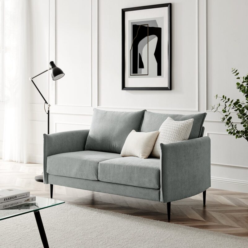 Bari Light Grey Brushed Fabric Sofa - Image 2