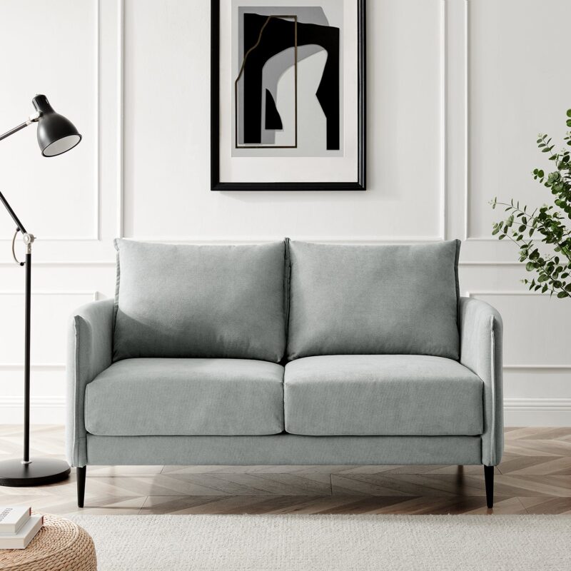 Bari Light Grey Brushed Fabric Sofa - Image 3