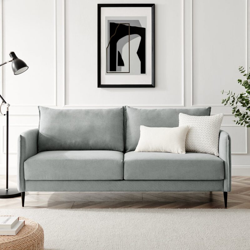 Bari Light Grey Brushed Fabric Sofa - Image 4