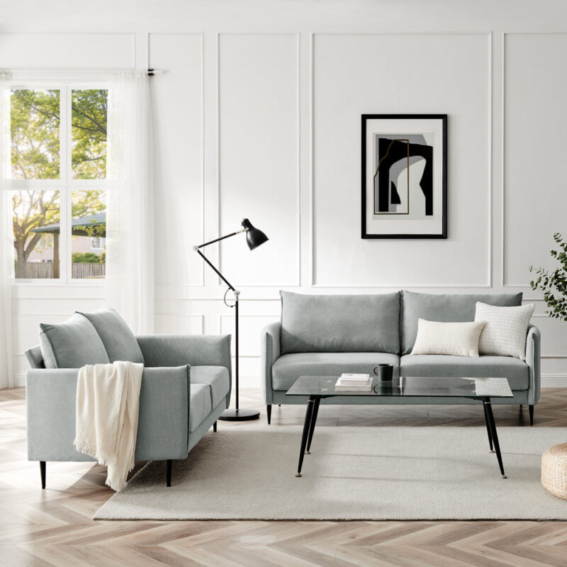 Bari Light Grey Brushed Fabric Sofa - Image 5