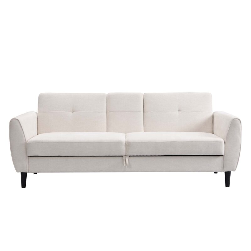Latimer Beige Woven Fabric 3-Seater Storage Sofa Bed - Image 5