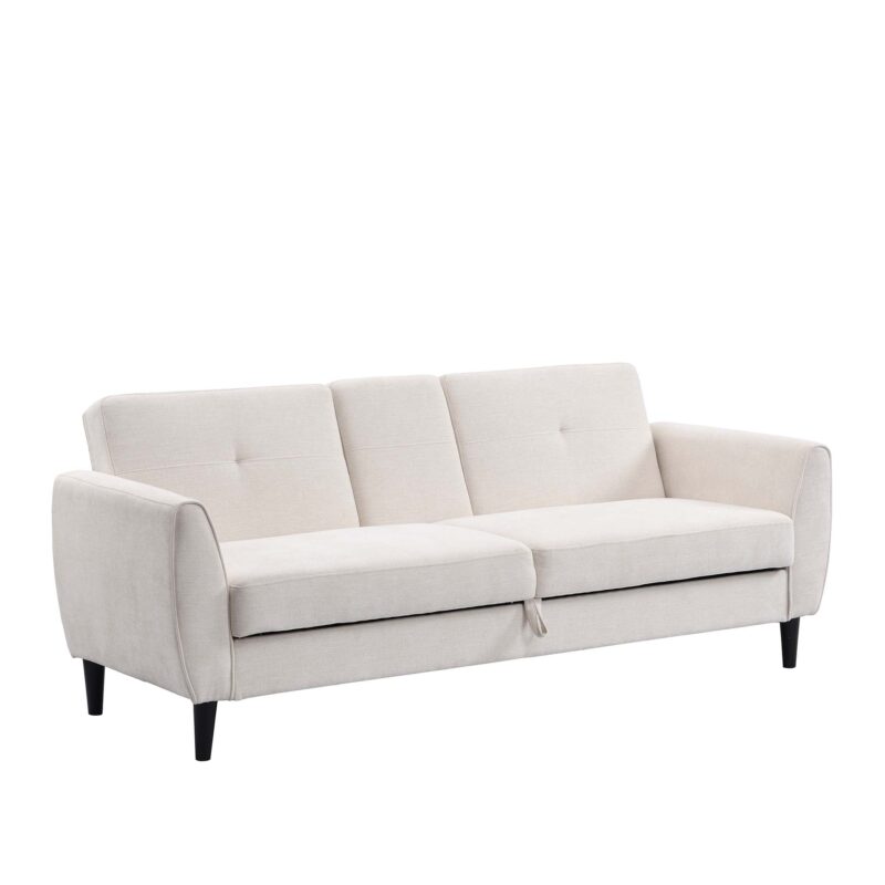 Latimer Beige Woven Fabric 3-Seater Storage Sofa Bed - Image 6
