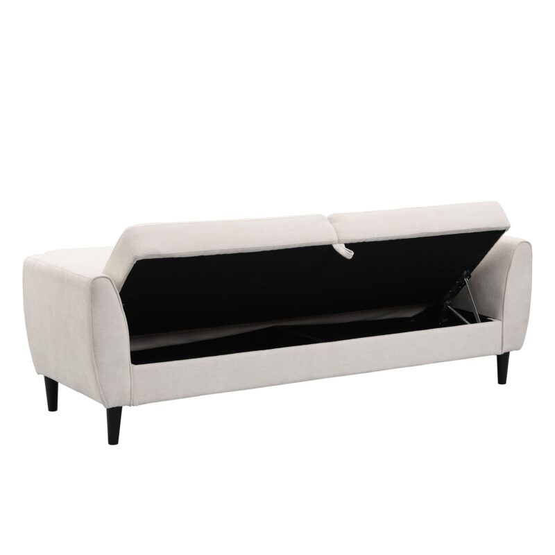 Latimer Beige Woven Fabric 3-Seater Storage Sofa Bed - Image 7