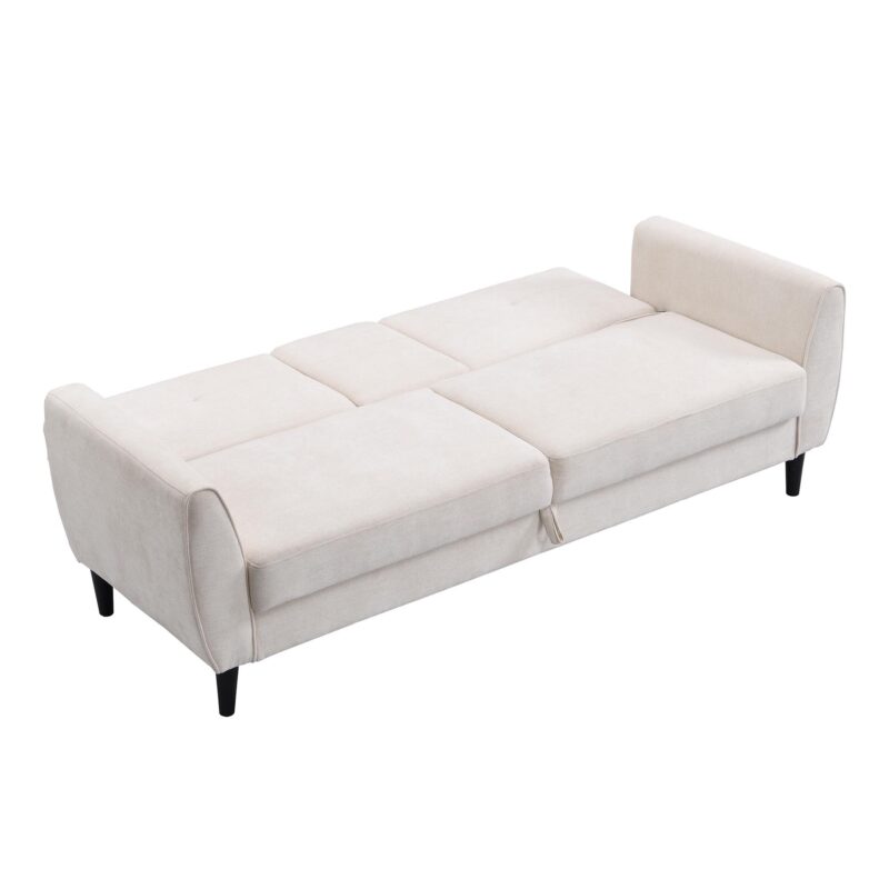 Latimer Beige Woven Fabric 3-Seater Storage Sofa Bed - Image 10