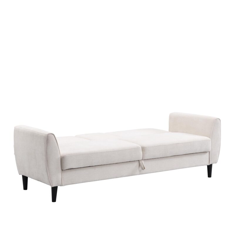 Latimer Beige Woven Fabric 3-Seater Storage Sofa Bed - Image 11