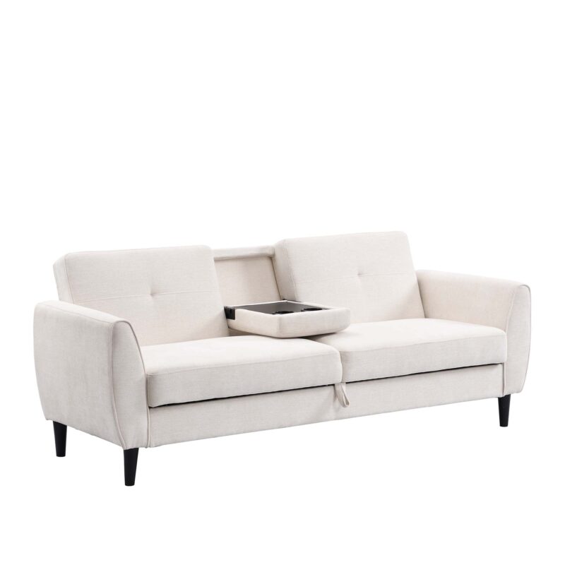 Latimer Beige Woven Fabric 3-Seater Storage Sofa Bed - Image 12