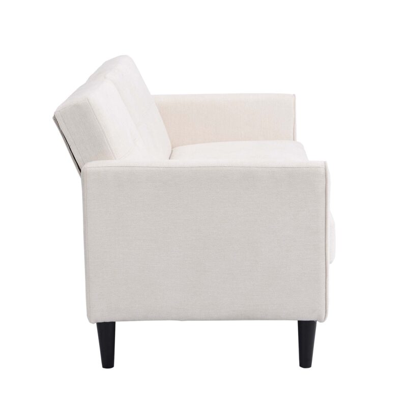 Latimer Beige Woven Fabric 3-Seater Storage Sofa Bed - Image 14