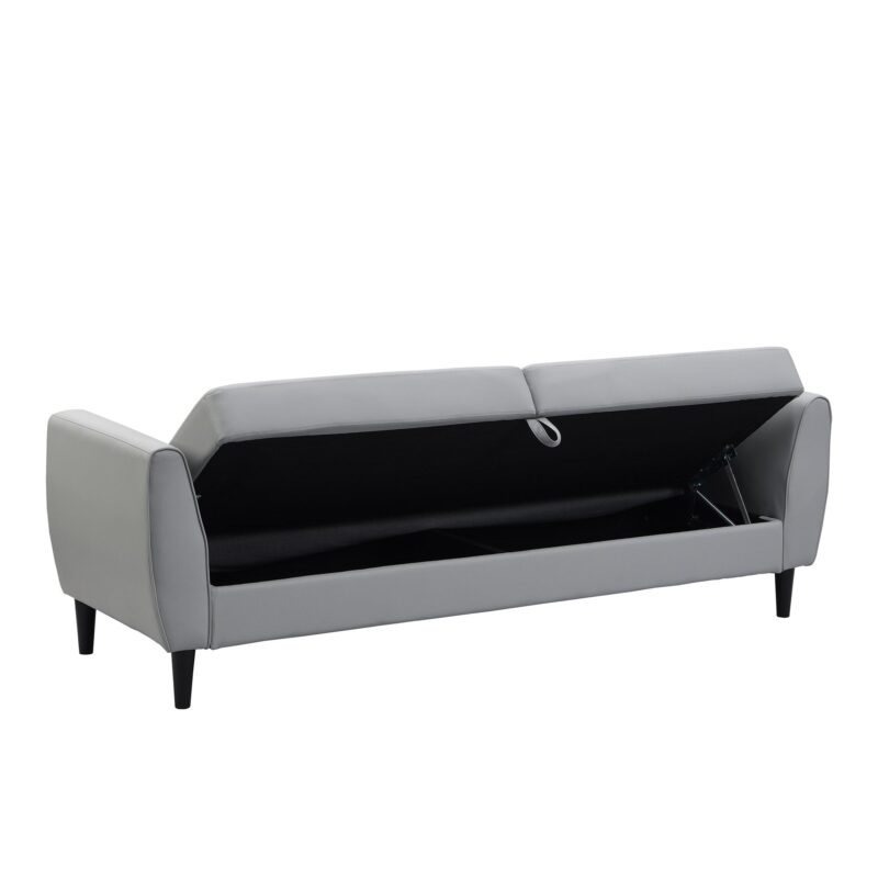 Latimer Grey Faux Leather 3-Seater Storage Sofa Bed - Image 10