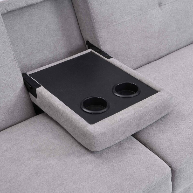 Latimer Light Grey Brushed Fabric 3-Seater Storage Sofa Bed - Image 17