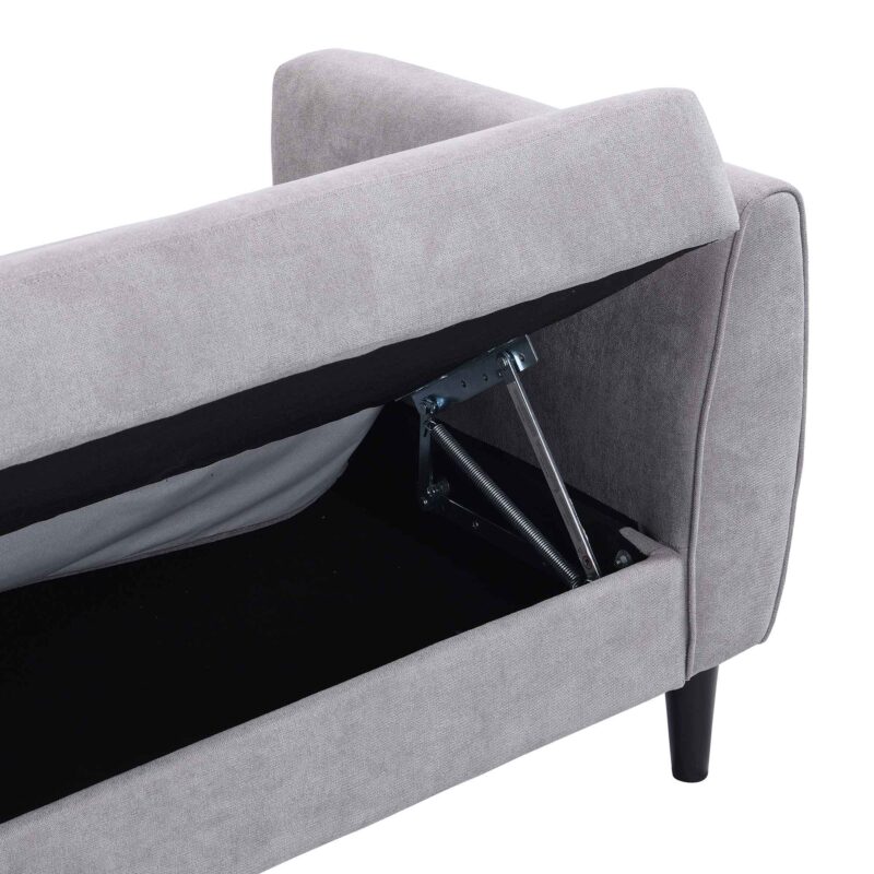 Latimer Light Grey Brushed Fabric 3-Seater Storage Sofa Bed - Image 18