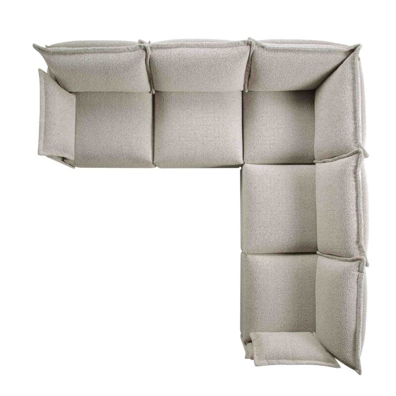 Byron Pillow Edge Mist Grey Boucle Modular Sofa, 5-Seater Corner - Image 6