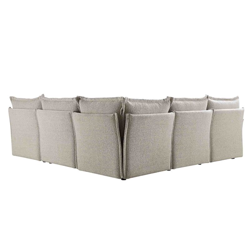 Byron Pillow Edge Mist Grey Boucle Modular Sofa, 5-Seater Corner - Image 7