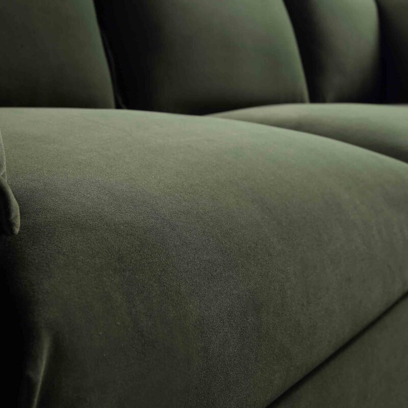Byron Pillow Edge Moss Green Velvet Modular Sofa, 5-Seater Corner - Image 11