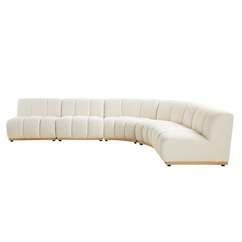 Granvia Ecru Boucle Modular Sofa, 5-Seater Grand L-Shaped Sofa - Image 6