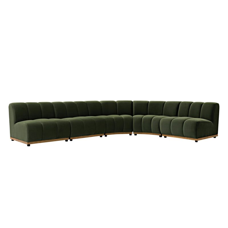 Granvia Moss Green Velvet Modular Sofa, 5-Seater Grand L-Shaped Sofa - Image 4