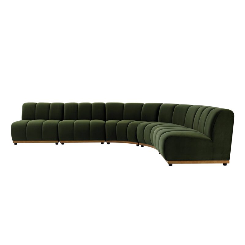 Granvia Moss Green Velvet Modular Sofa, 5-Seater Grand L-Shaped Sofa - Image 5