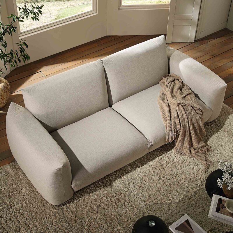 Gianni Three Seater Sofa, Beige Woven Fabric - Image 3