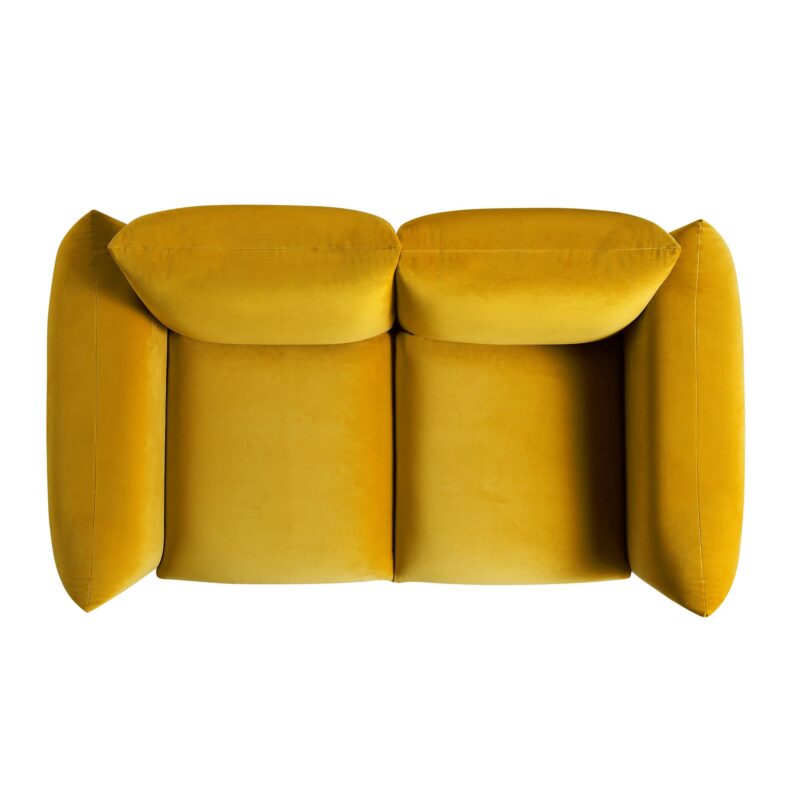 Gianni Two Seater Sofa, Goldenrod Velvet - Image 8