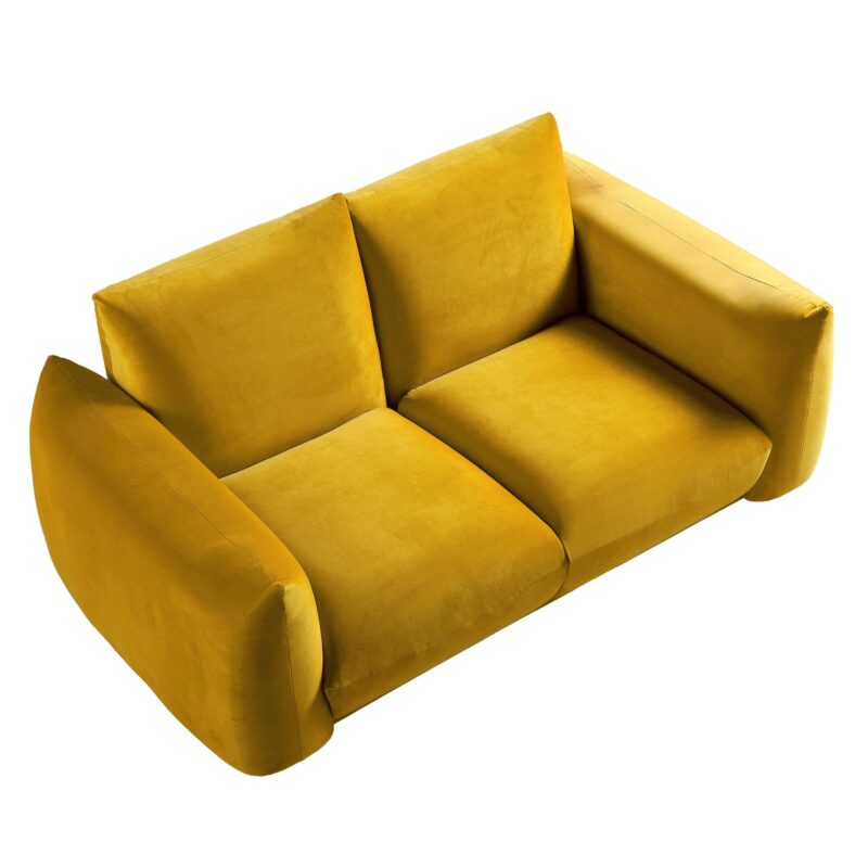 Gianni Two Seater Sofa, Goldenrod Velvet - Image 9