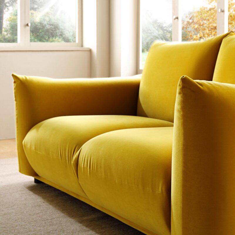 Gianni Two Seater Sofa, Goldenrod Velvet - Image 3