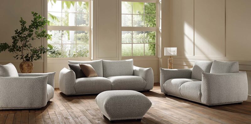 Gianni Two Seater Sofa, Mist Grey Boucle - Image 4