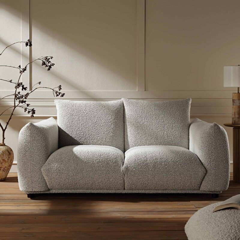 Gianni Two Seater Sofa, Mist Grey Boucle - Image 2
