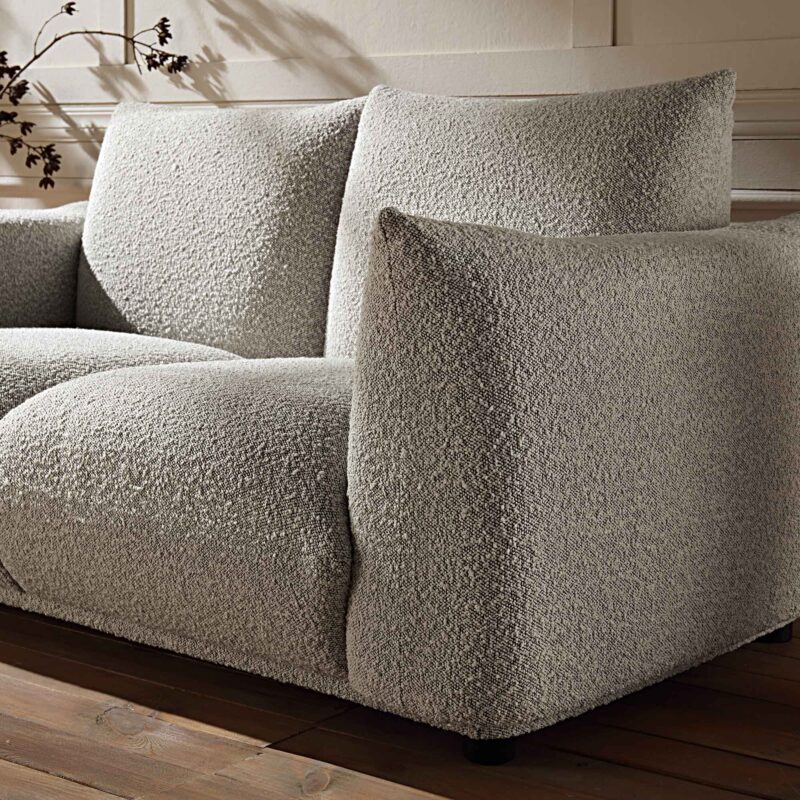 Gianni Two Seater Sofa, Mist Grey Boucle - Image 3
