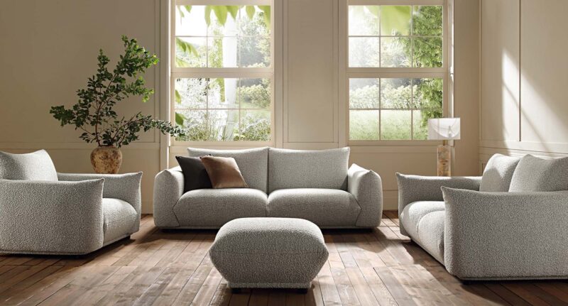 Gianni Three Seater Sofa, Mist Grey Boucle - Image 4