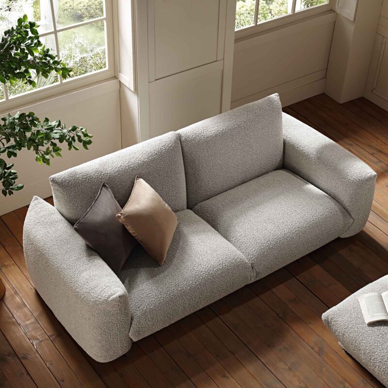 Gianni Three Seater Sofa, Mist Grey Boucle - Image 3
