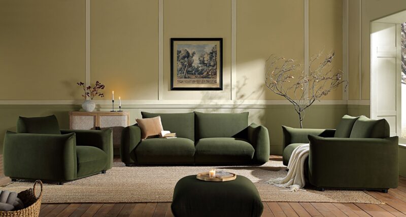 Gianni Two Seater Sofa, Moss Green Velvet - Image 4