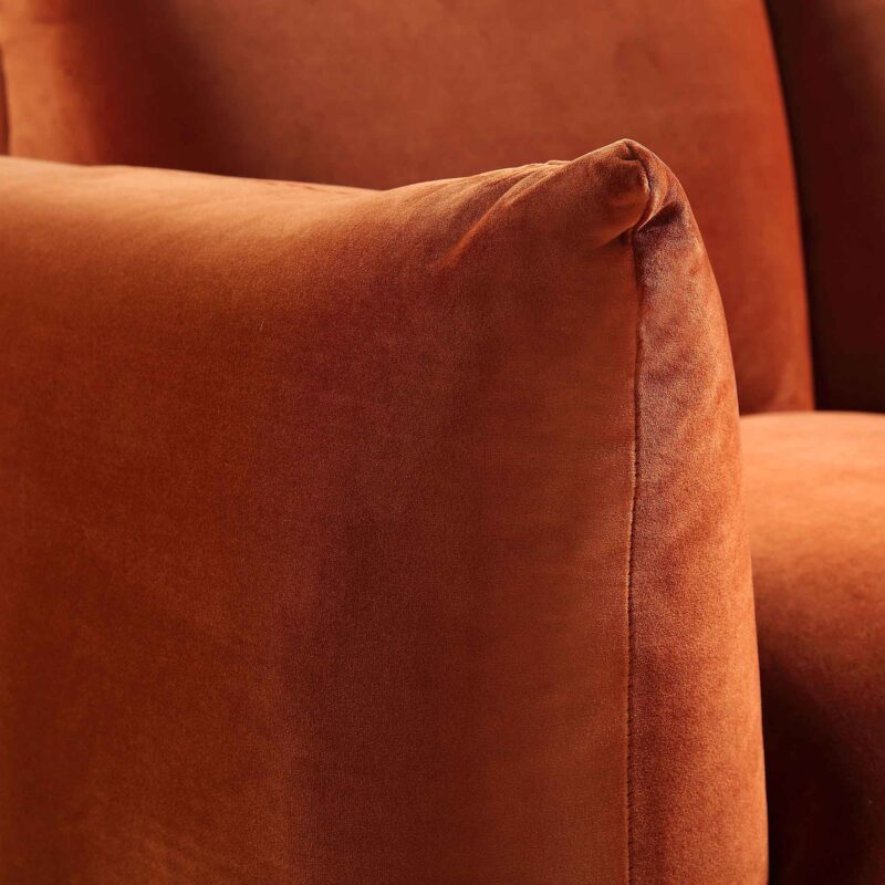 Gianni Two Seater Sofa, Rust Velvet - Image 11