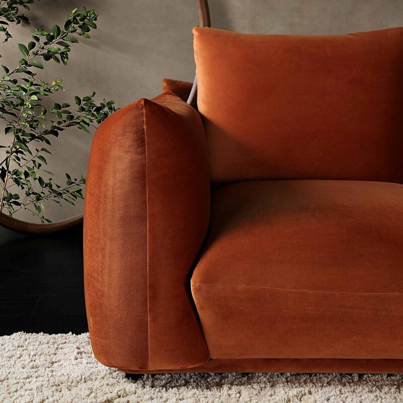Gianni Two Seater Sofa, Rust Velvet - Image 3