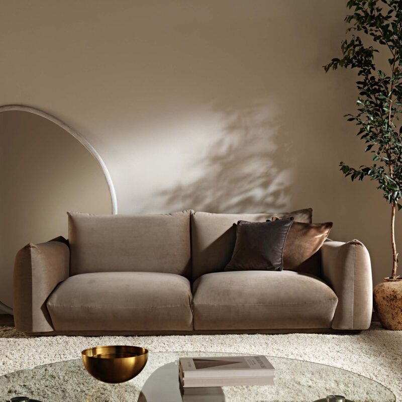 Gianni Three Seater Sofa, Mink Velvet - Image 2
