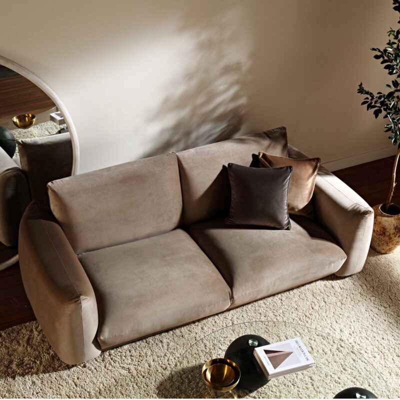 Gianni Three Seater Sofa, Mink Velvet - Image 3