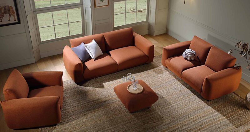 Gianni Two Seater Sofa, Terracotta Fabric - Image 4